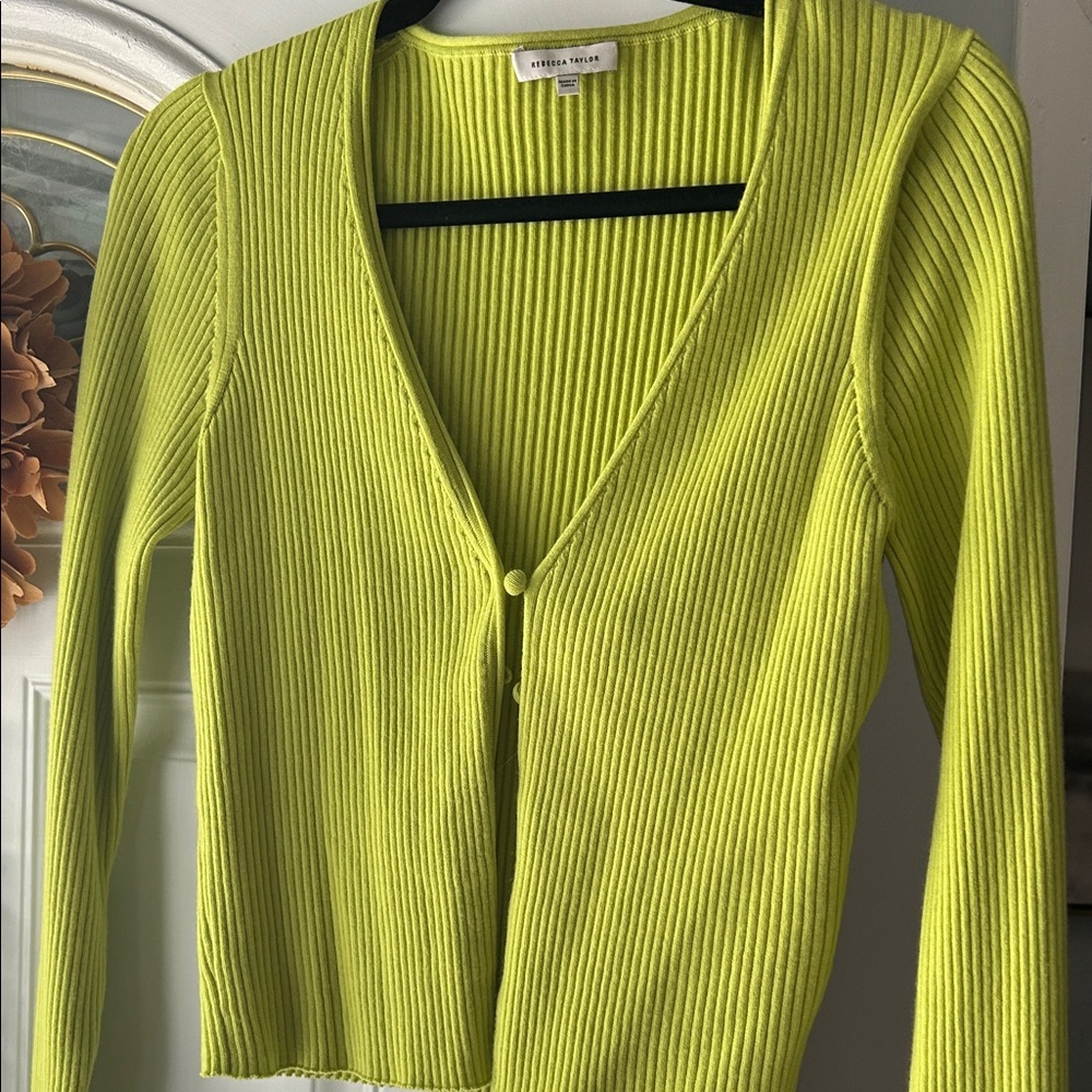 Rebecca Taylor Lime Ribbed Cardigan